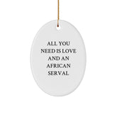 Funny African Serval Cat Oval Ornament Gifts from Friends to Family, African Serval Cat Lovers Christmas Unique Gifts - Image 1